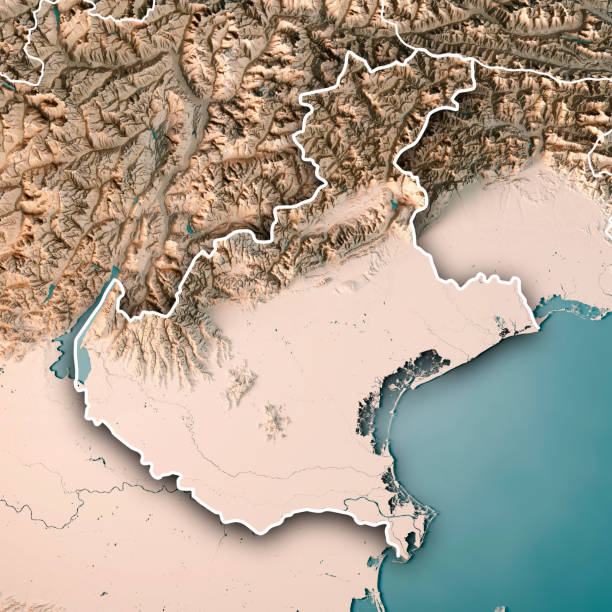 istock Veneto State Italy 3D Render Topographic Map Neutral Border 696927390