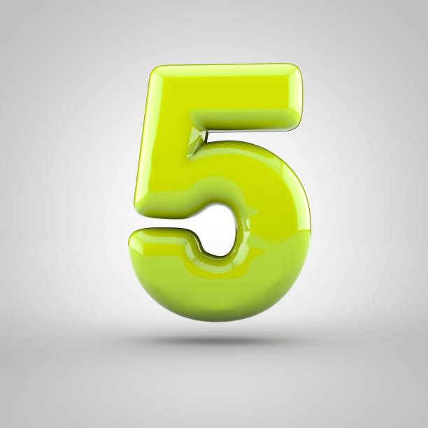 istock Glossy lime paint number 5 isolated on white background 696927412