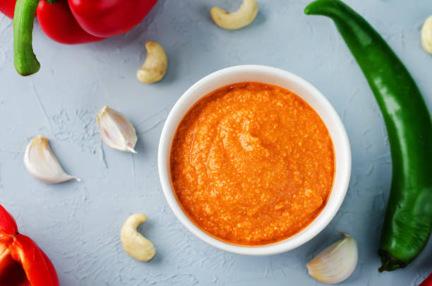 istock Red Bell pepper cashews sauce 696928970