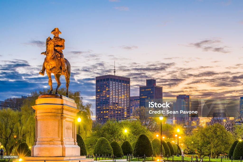 Boston, Massachusetts, USA Boston, Massachusetts, USA skyline at the public garden. Boston - Massachusetts Stock Photo