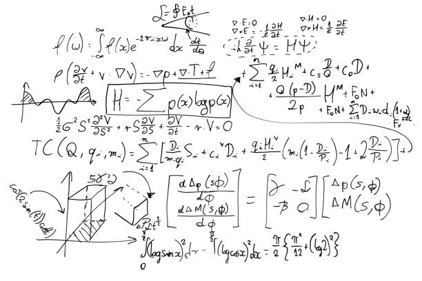 formules mathématiques complexes sur tableau blanc. mathématiques et science économique - algèbre photos et images de collection