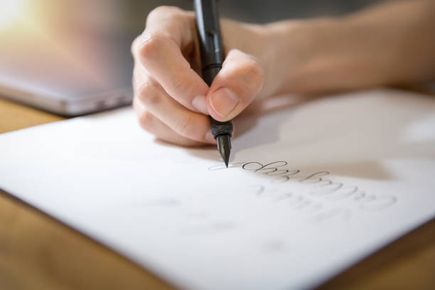 Antique fountain pen writing