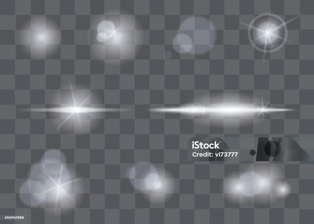 Lichter Glanz Effekt Streulicht Und Explosion Flasheffekt Vektor Isoliert Auf Transparentem Hintergrund Stock Vektor Art und mehr Bilder von Beleuchtet