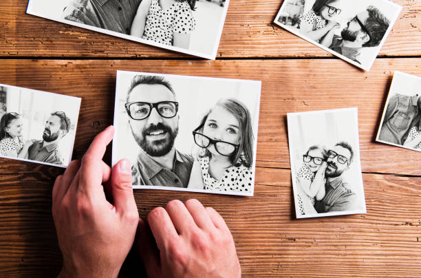 istock Fathers day concept. Black-and-white pictures, studio shot. 696941182