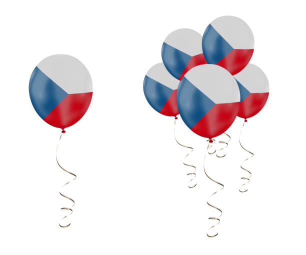 istock Country Flag of Czech Republic on balloons with a white solid background 696948044