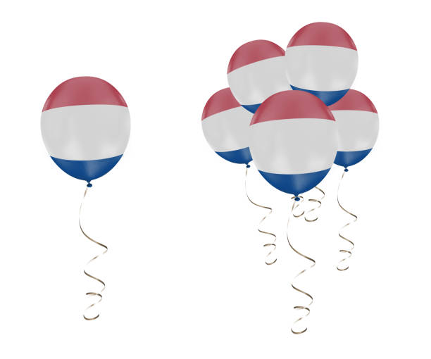 istock Country Flag of the Netherlands on balloons with a white solid background 696948124