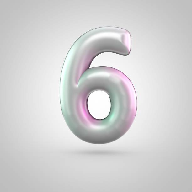 istock Glossy perl number 6 isolated on white background 696949380