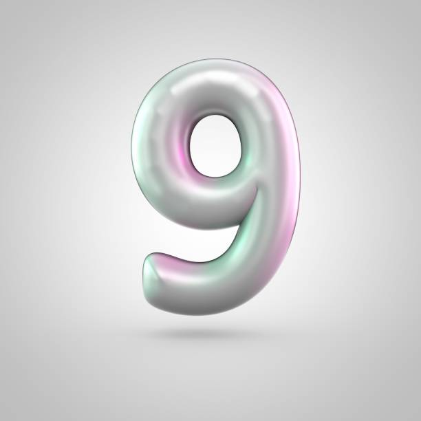 istock Glossy perl number 9 isolated on white background 696949490