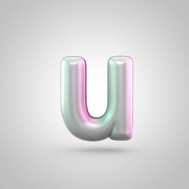 istock Glossy perl letter U uppercase isolated on white background 696955144
