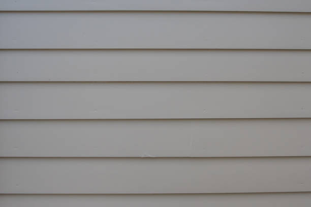 istock Gray Slat Siding of Building 696965502