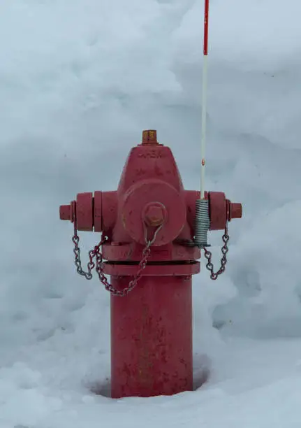 Photo of Red Fire Hydrant in Deep Snow