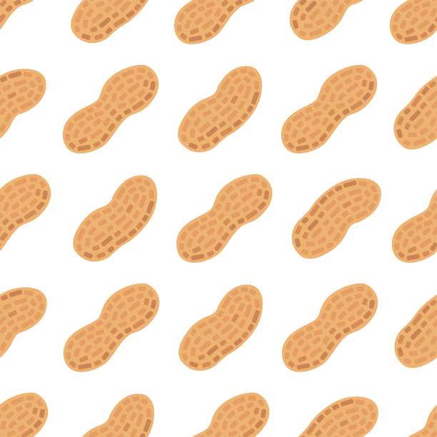 Seamless pattern peanuts on a white background Seamless pattern peanuts on a white background natural peanut butter stock illustrations