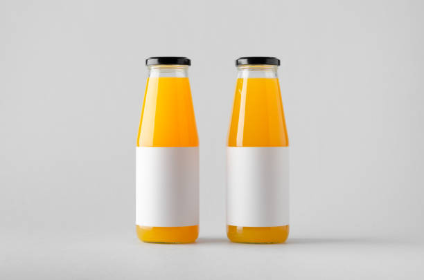 Juice Bottle Mock-Up - Two Bottles. Blank Label