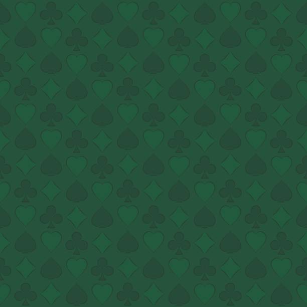 Seamless pattern with playing card suits on green background. Seamless pattern with playing card suits on green background. EPS10 blackjack illustrations stock illustrations