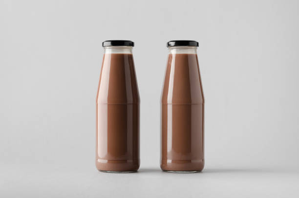 istock Chocolate Milk Bottle Mock-Up - Two Bottles 696973958