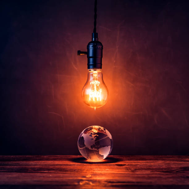 Save Earth - Light Bulb World Globe Blackboard Vintage Grunge