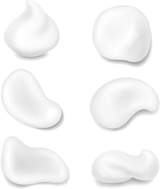 現実的な白い肌化粧品クリーム ベクトルのスウォッチのセットです。スキンケア ローションのムース フレッシュ製品のイラスト - whipped cream点のイラスト素材／クリップアート素材／マンガ素材／アイコン素材