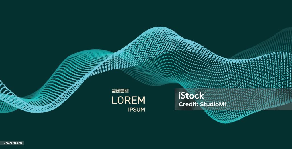 3d perspective grid. Abstract vector illustration with dots. Wavy background for banner, flyer, book cover, poster. Big data visualization. Dynamic effect. 3d perspective grid. Abstract vector illustration with dots. Wave Pattern stock vector