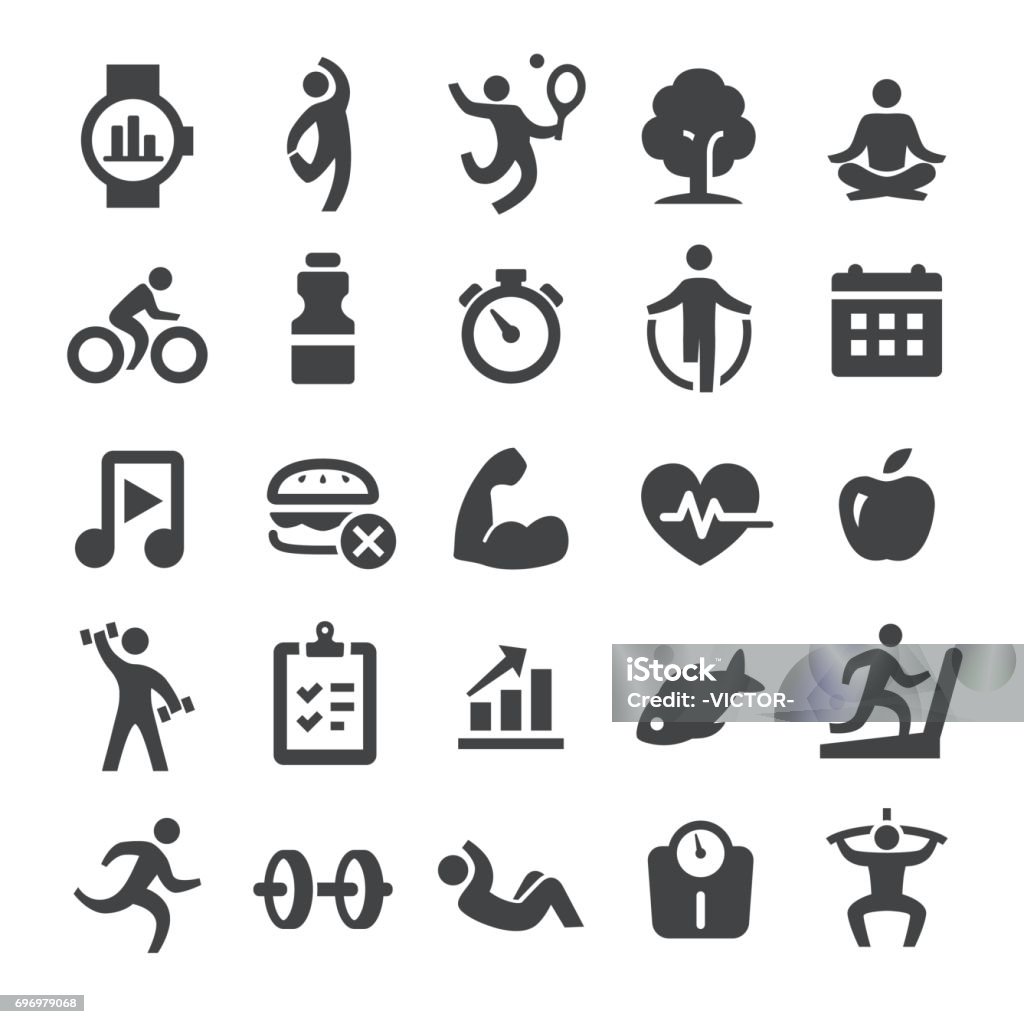 Health and Fitness Icons Set - Smart Series Health and Fitness Icons Icon Symbol stock vector