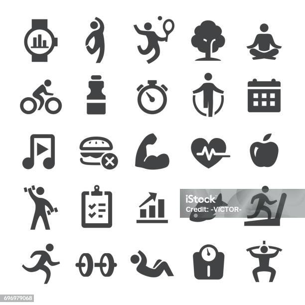 Health And Fitness Icons Set Smart Series Stock Illustration - Download Image Now - Icon Symbol, Muscular Build, Strength