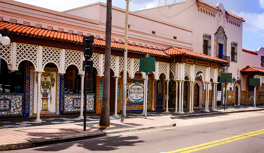 Hispanic style architecture in Ybor City in Tampa Florida, USA
