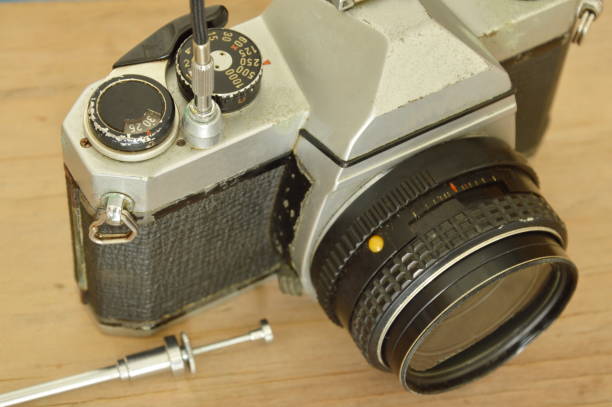 istock shutter cable released operated on film camera ready to shooting 696982348