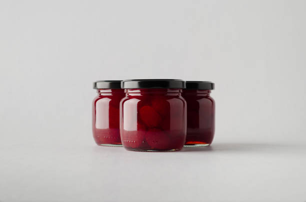 istock Strawberry Jam Jar Mock-Up - Three Jars 696999928