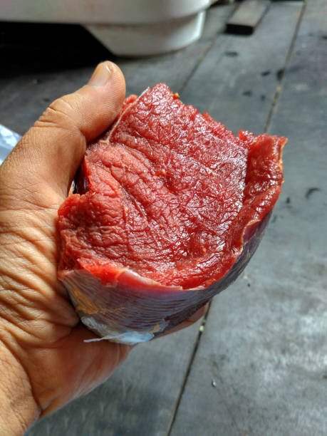 istock holding meat in the left hand 697005396