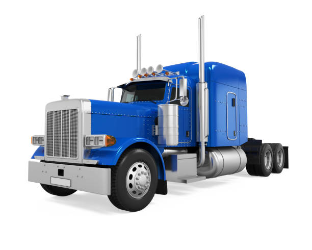 istock Blue Trailer Truck Isolated 697008054