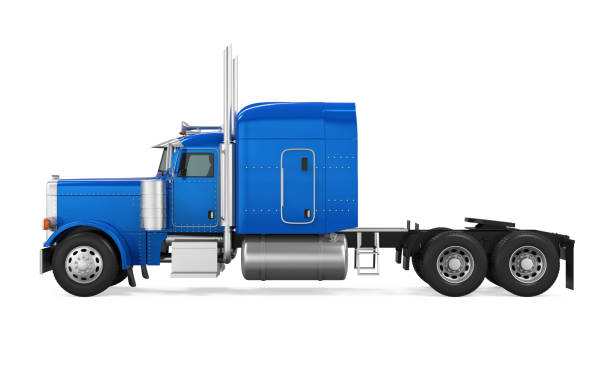istock Blue Trailer Truck Isolated 697008210