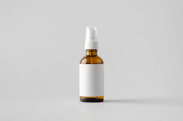 istock Amber Spray Bottle Mock-Up - Blank Label 697008454