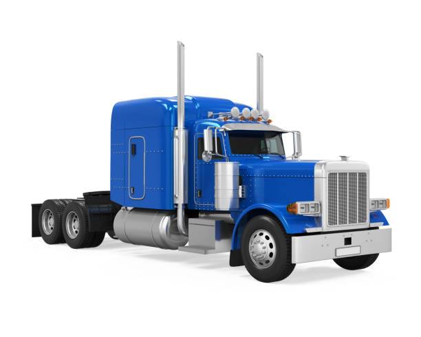 istock Blue Trailer Truck Isolated 697008542