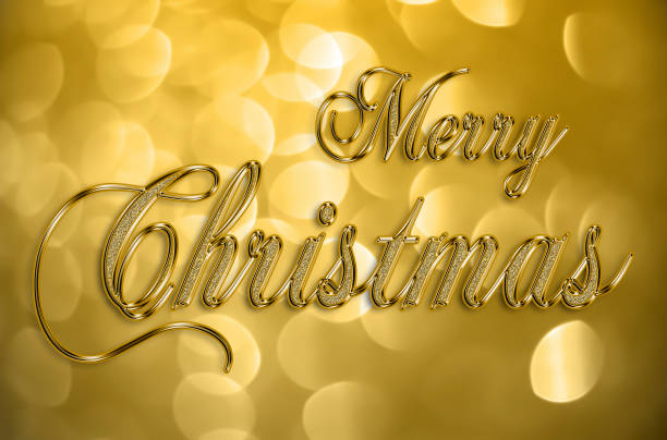istock Golden text on black background. Merry Christmas lettering for invitation and greeting card, prints and posters. Hand drawn inscription, calligraphic design. 697009130
