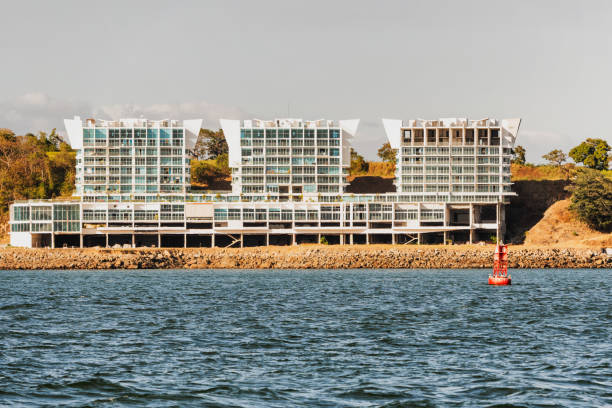 Panama city, Panama - February 20, 2017: Naos Harbor residences  these are luxury condos right on the banks of the Panama Canal at the end of Amador Causeway in Panama city.