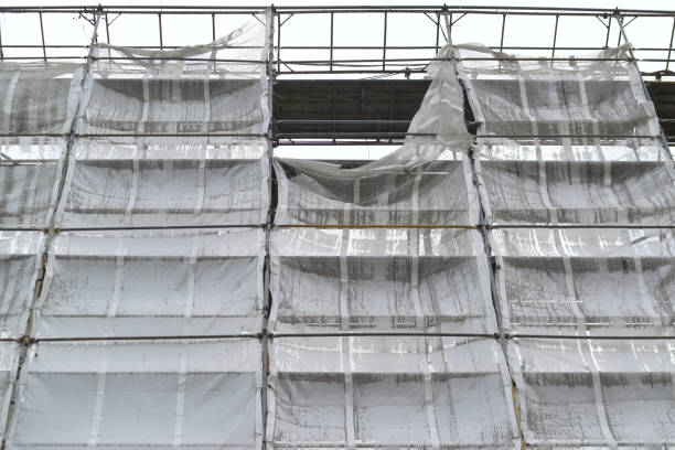 istock The facade of a high building with a scaffolding 697015824
