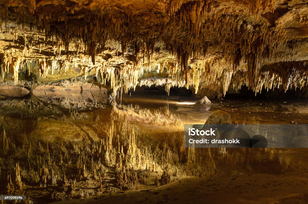 Reflective Pool,Luray A reflective pool in the Luray Cavern,Virginia,USA. Luray Caverns Stock Photo