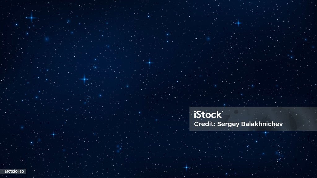 A realistic starry sky with a blue glow. Shining stars in the dark sky. Background, wallpaper for your project. Vector illustration. EPS 10 A realistic starry sky with a blue glow. Shining stars in the dark sky. Background, wallpaper for your project. Vector illustration Star - Space stock vector