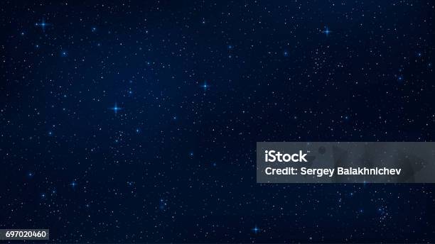 A Realistic Starry Sky With A Blue Glow Shining Stars In The Dark Sky Background Wallpaper For Your Project Vector Illustration Eps 10 Stock Illustration - Download Image Now