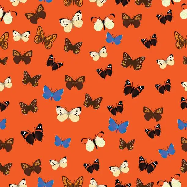 Vector illustration of Seamless common butterfly pattern