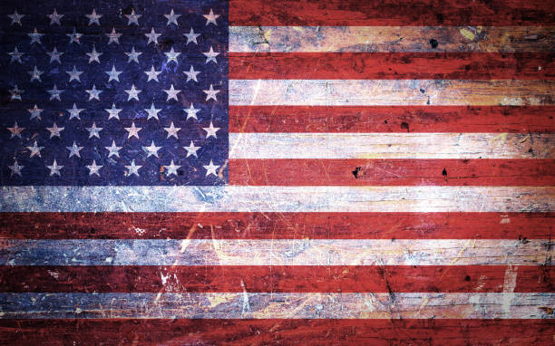 istock Vintage Old Grunge American Flag 697030690