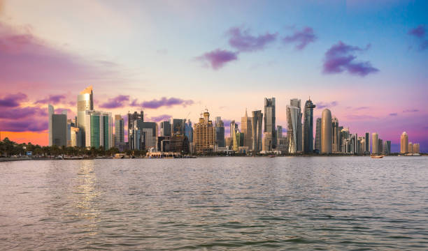 istock The bay of Doha at sunset 697045256