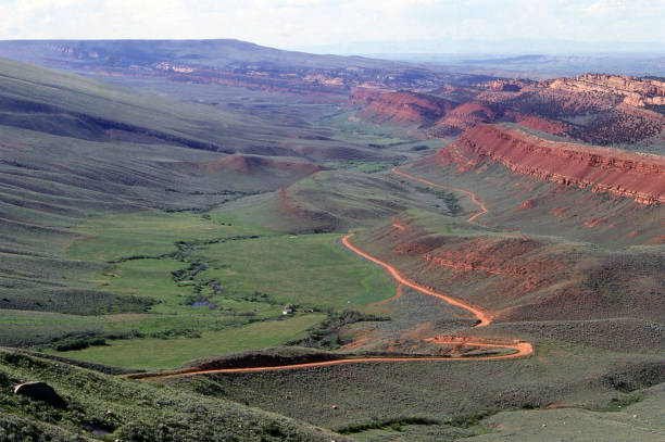 Red Canyon as viewed from US Higheay 28 southwest of Lander Wyoming stock photo