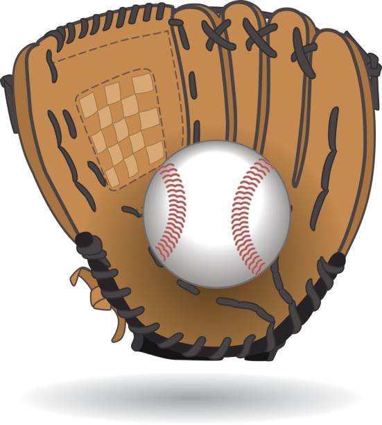rękawica baseballowa z baseballem - baseballowa rękawiczka stock illustrations