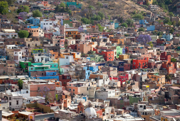 Colorful Buildings of Guanajuato City in Mexico stock photo