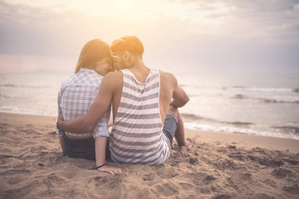 istock Romantic couple on the beach 697057818