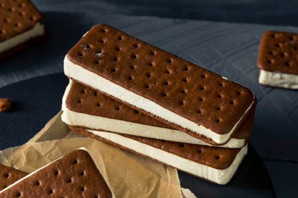 istock Sweet Chocolate and Vanilla Ice Cream Sandwich 697063930