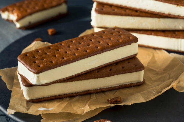 istock Sweet Chocolate and Vanilla Ice Cream Sandwich 697064034