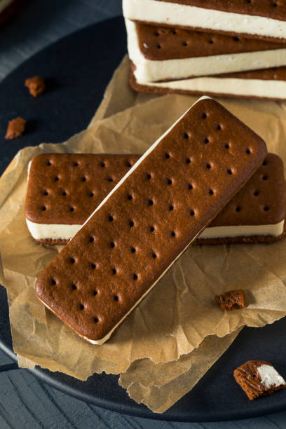 istock Sweet Chocolate and Vanilla Ice Cream Sandwich 697064244