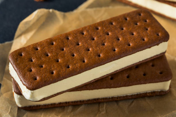 istock Sweet Chocolate and Vanilla Ice Cream Sandwich 697064790