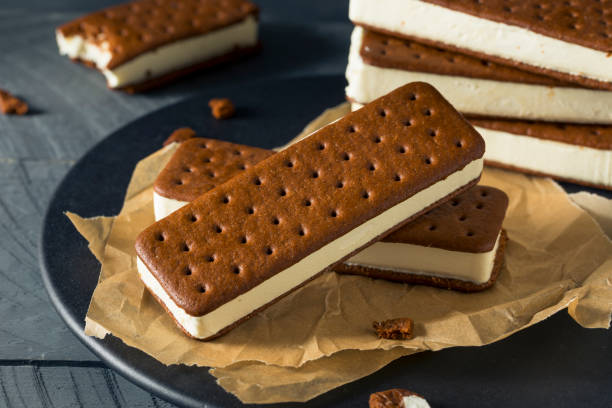 Sweet Chocolate and Vanilla Ice Cream Sandwich